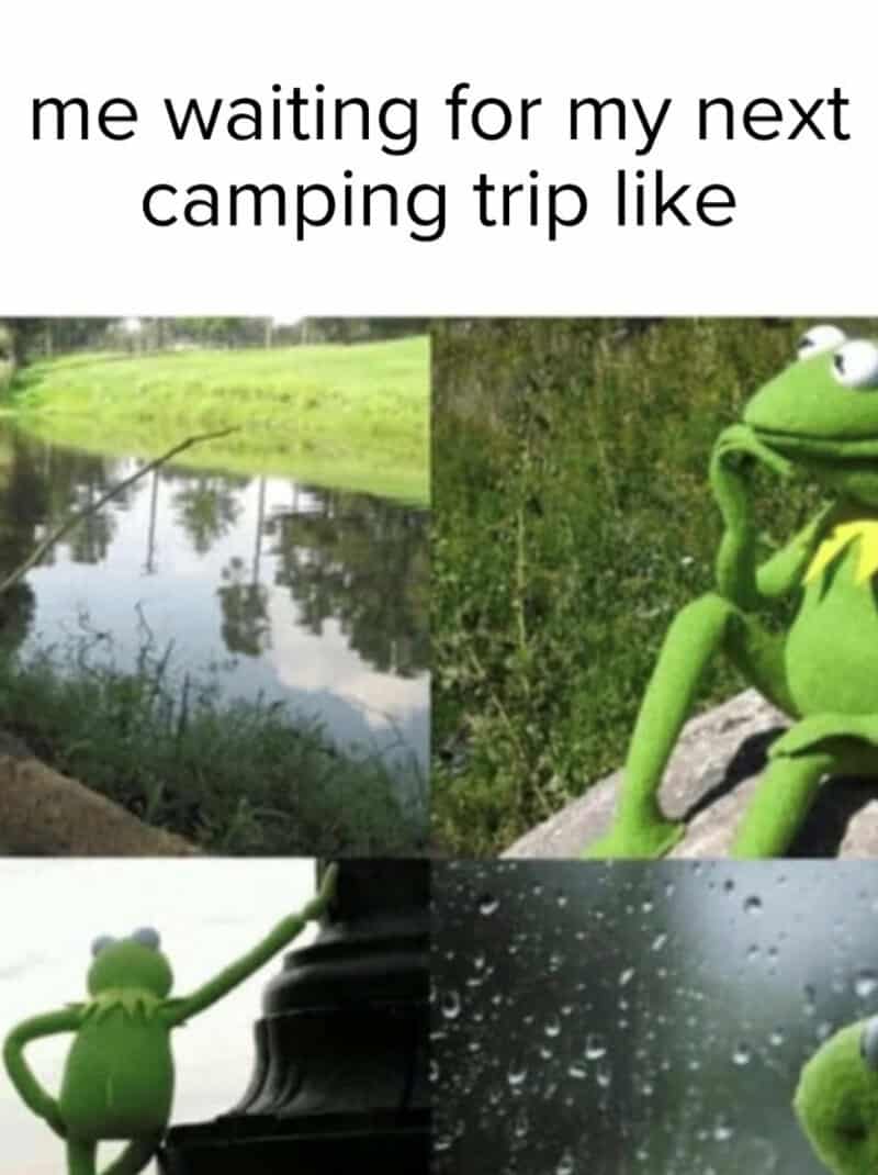 Me waiting for my next camping trip like a frog sitting by a pond.