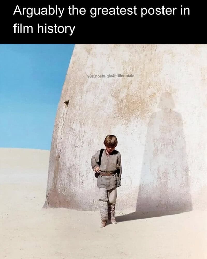 "Arguably the greatest poster in film history" at the top of the image.