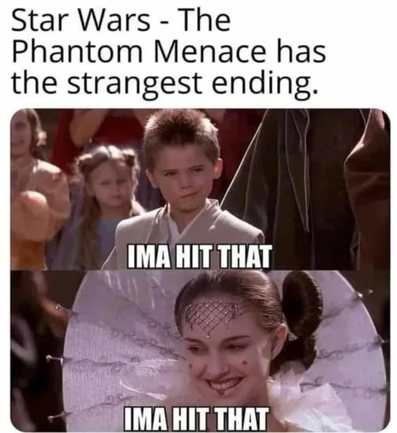 Star Wars meme with children, referencing the Phantom Menace's ending.