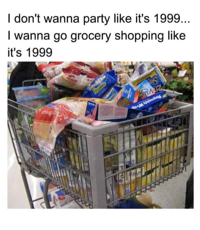 I don't wanna party like it's 1999... I wanna go grocery shopping like it's 1999.