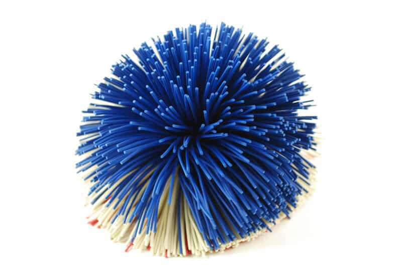 Blue and white spiky ball toy from the 90s toys collection.