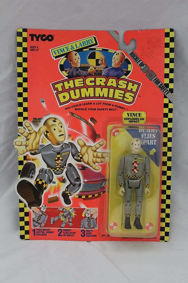 Vince & Larry Crash Dummies toy in packaging from the 90s.