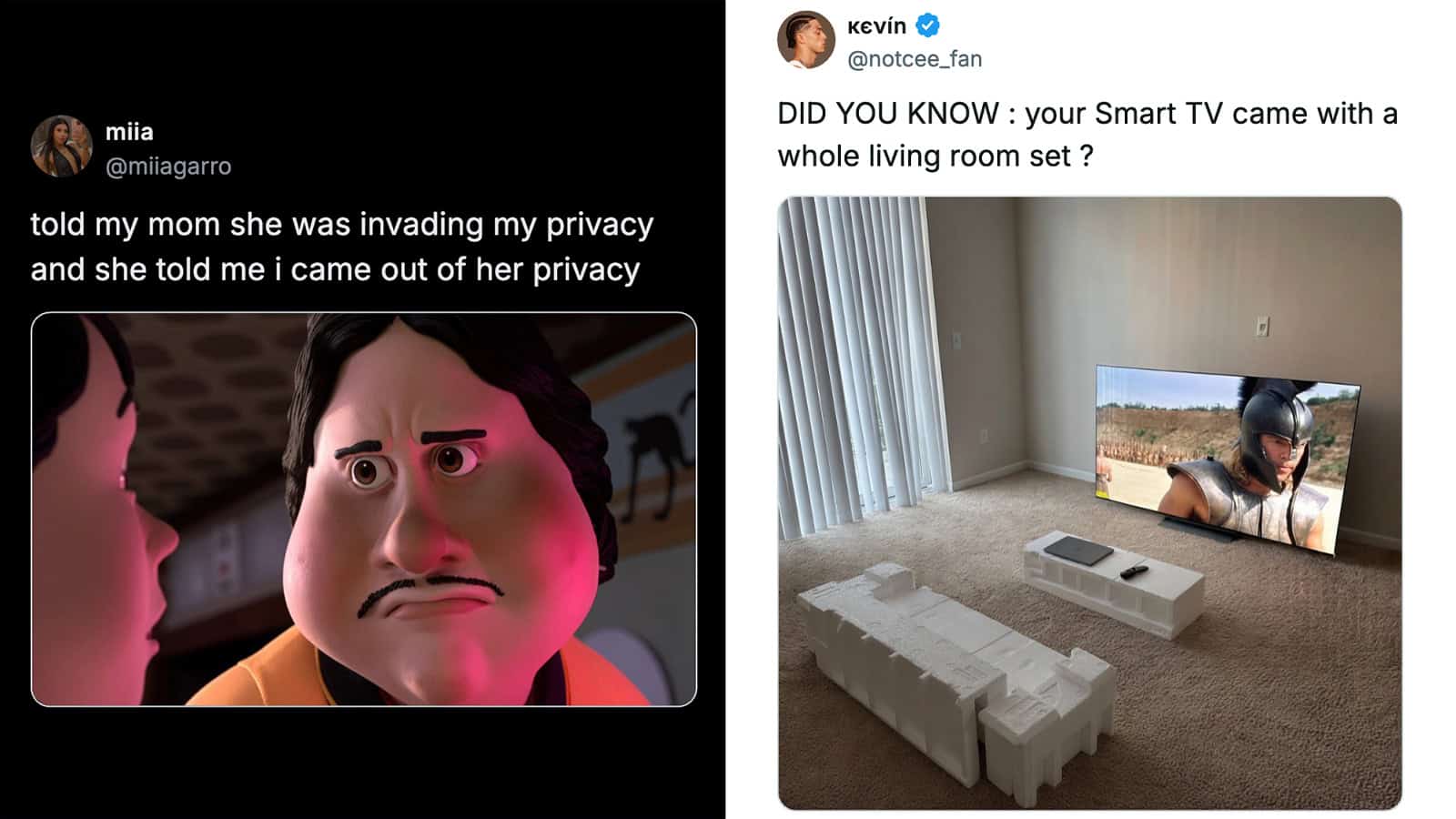 Animated character with a sad expression, talking about privacy invasion.