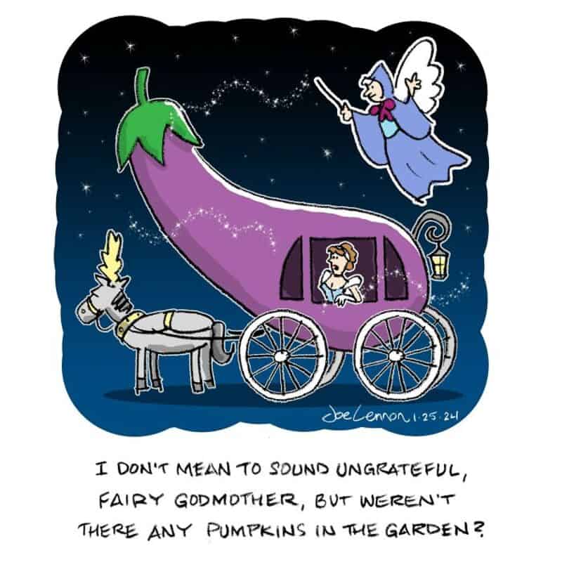Fairy godmother flying above a pumpkin carriage with a girl inside, starry night background.