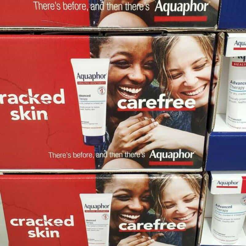 Aquaphor skincare product with smiling woman and girl on the box.