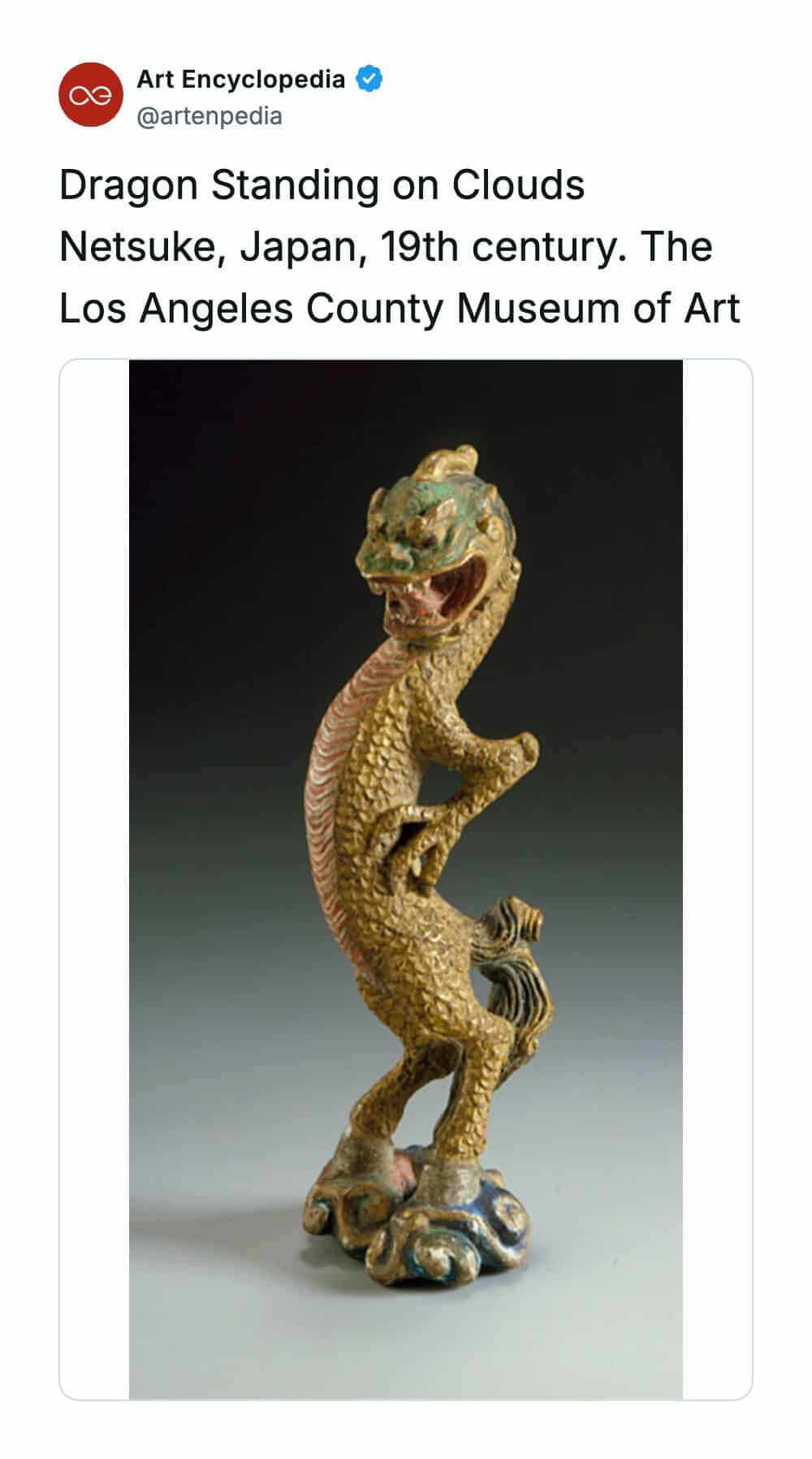 Dragon standing on clouds Netsuke, Japan, 19th century. The Los Angeles County Museum of Art.