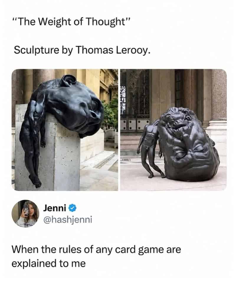 Two sculptures titled 'The Weight of Thought' by Thomas Lerooy, one of a headless figure and the one.