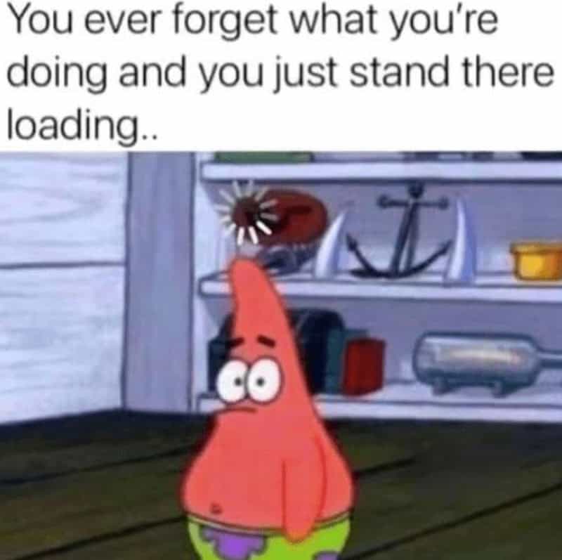 Patrick Star from SpongeBob SquarePants with a loading icon above his head.