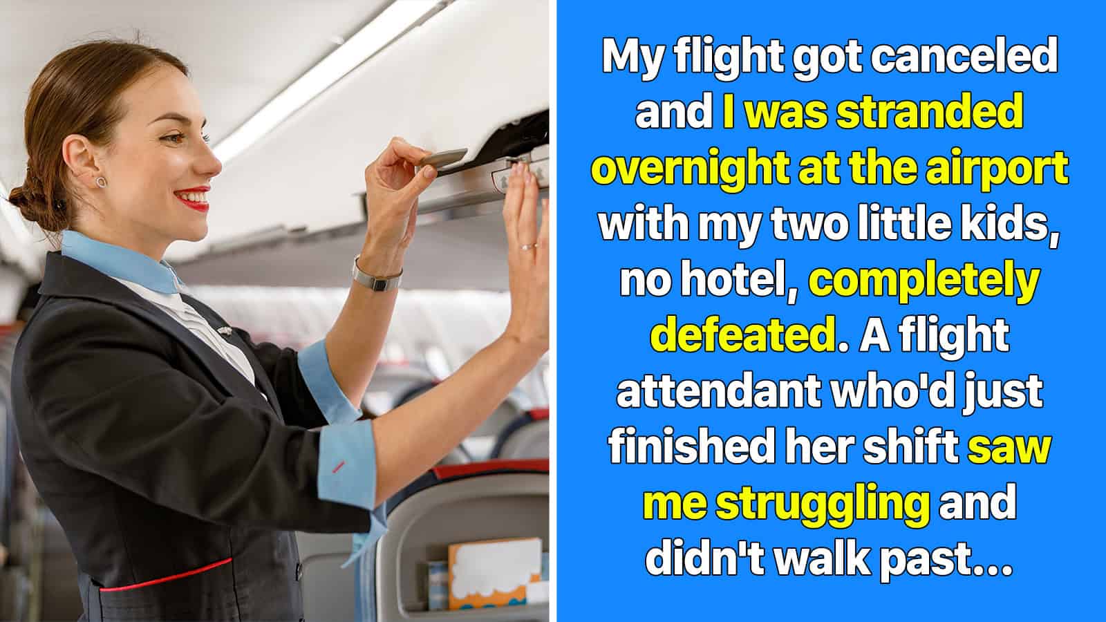 Flight attendant smiling, serving drinks on an airplane.