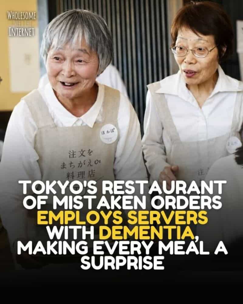 Two elderly women working at a restaurant, one smiling, with text about Tokyo's restaurant employing.