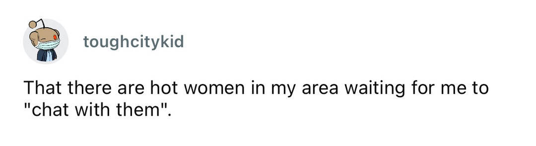 That there are hot women in my area waiting for me to "chat with them".