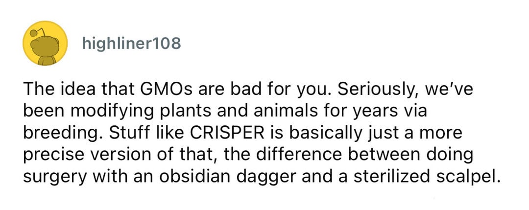 CRISPR is a precise gene editing tool, unlike traditional surgery with an obsidian dagger.