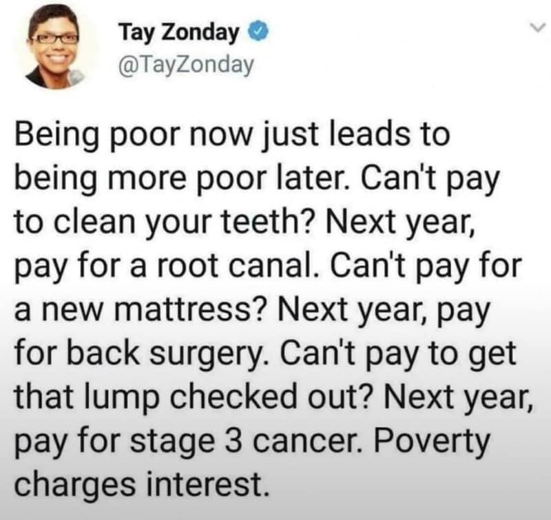 Tay Zonday tweet about poverty and future struggles.