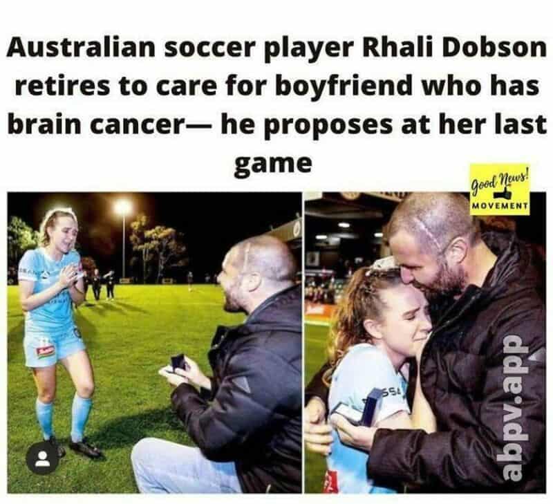 Australian soccer player Rhali Dobson retires to care for her boyfriend with brain cancer.