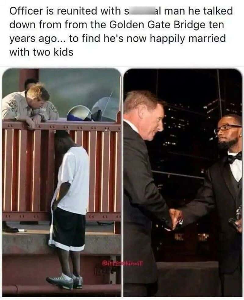 Officer reunites with man, now happily married with two kids, after 10 years.