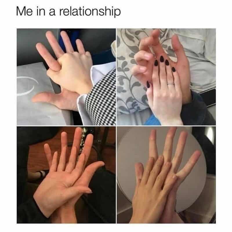 Different hand gestures representing relationship status.