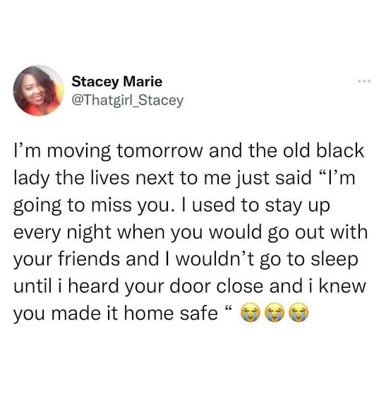 A tweet about moving, missing someone, and memories with crying emojis.