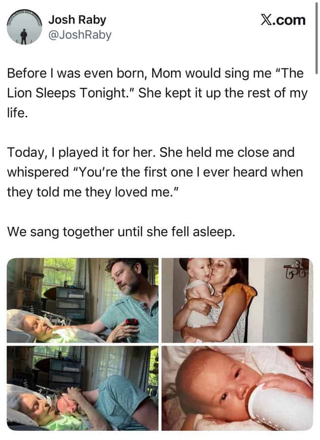A collage of four images showing a man with a baby and a woman holding a baby.