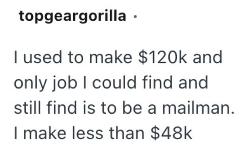 Text from Reddit post about income and job as a mailman.