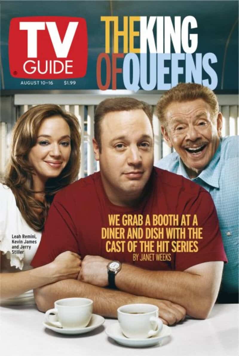 TV Guide cover featuring The King of Queens with cast Leah Remini, Kevin James, and Jerry Stiller.