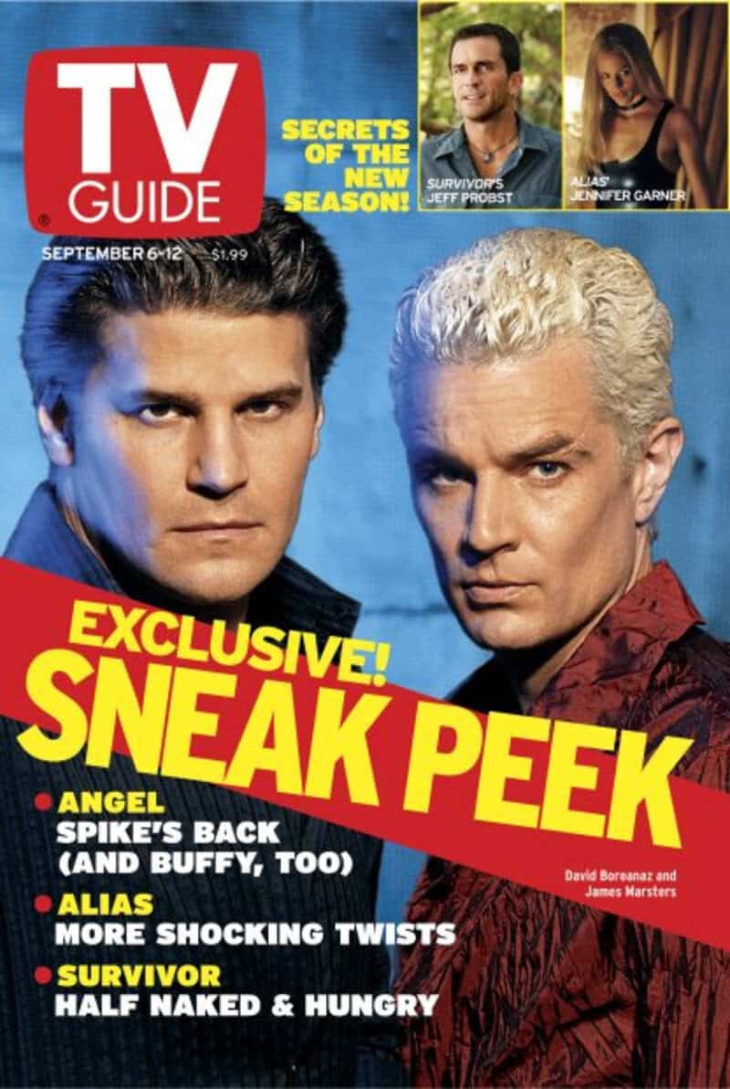 Y2K TV guide cover with images of Jeff Probst and Alias, September 6-12, 2000, $1.99.