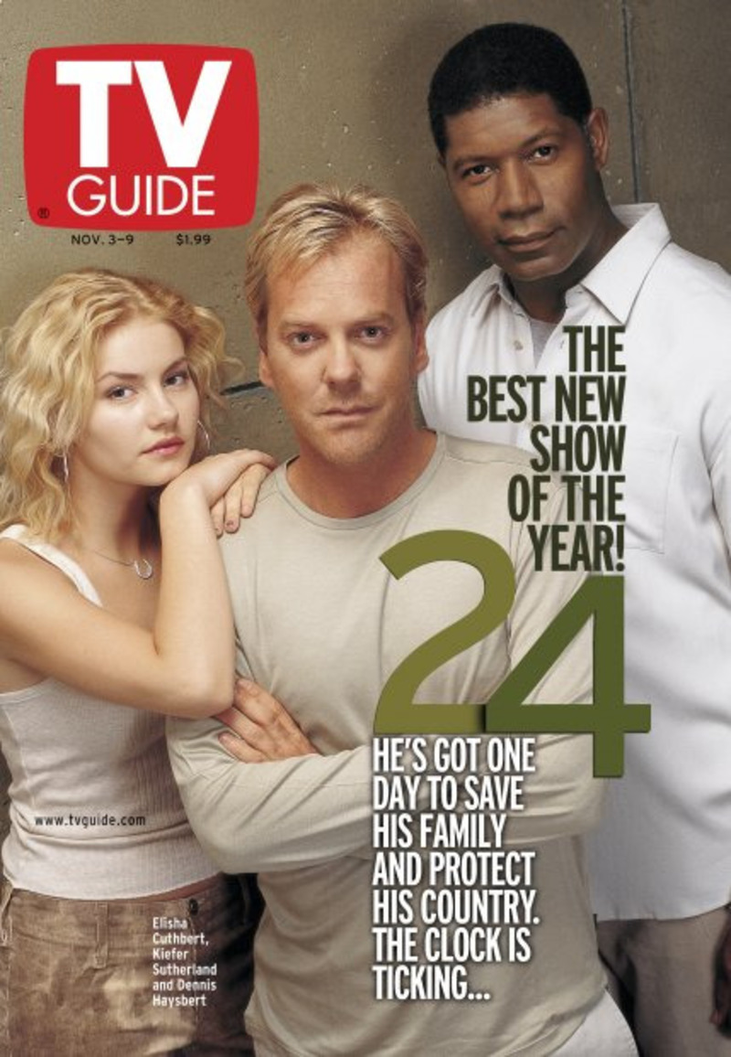 Y2K TV Guide cover with three people, text about a new show and countdown.
