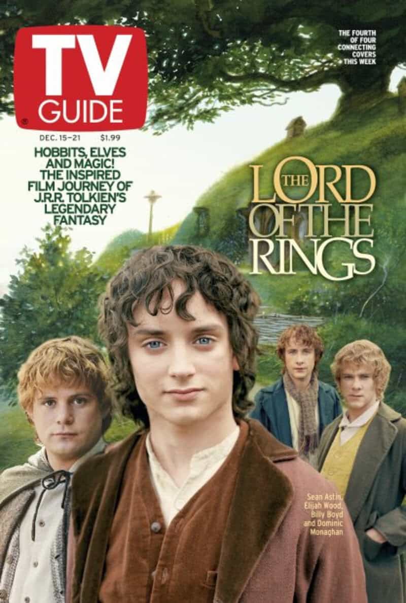 TV Guide cover featuring 'The Lord of the Rings' with four young characters in a forest.