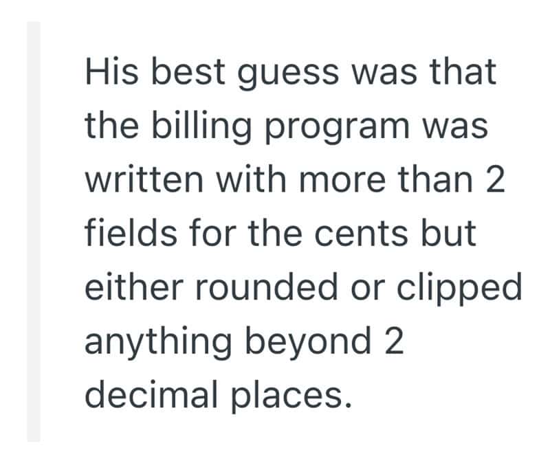 Text about billing program with two decimal places.