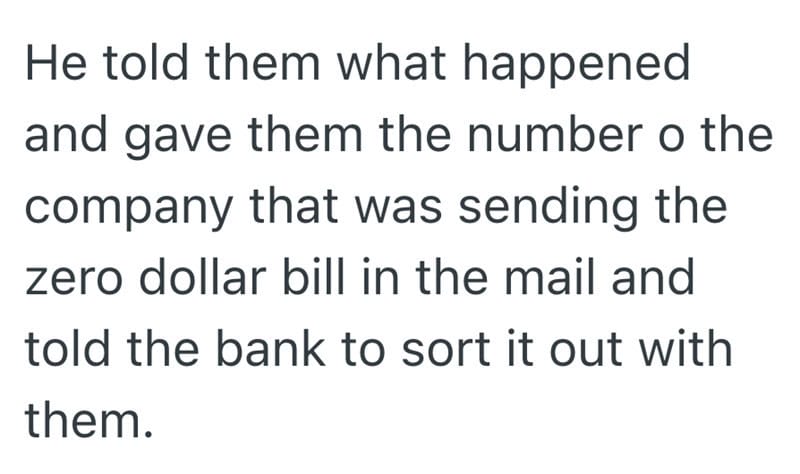 A person explaining a story about a zero dollar bill to a bank.
