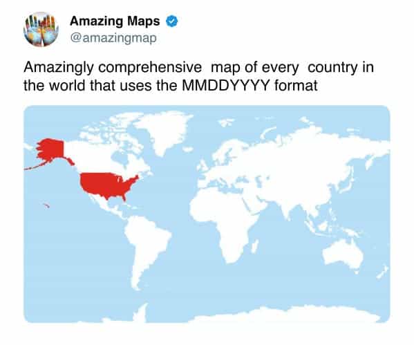 Map of the world with the United States highlighted in red.