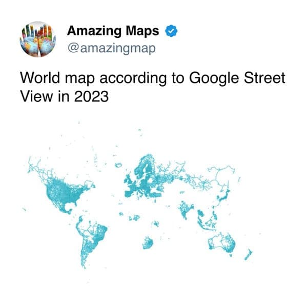 World map according to Google Street View in 2023.