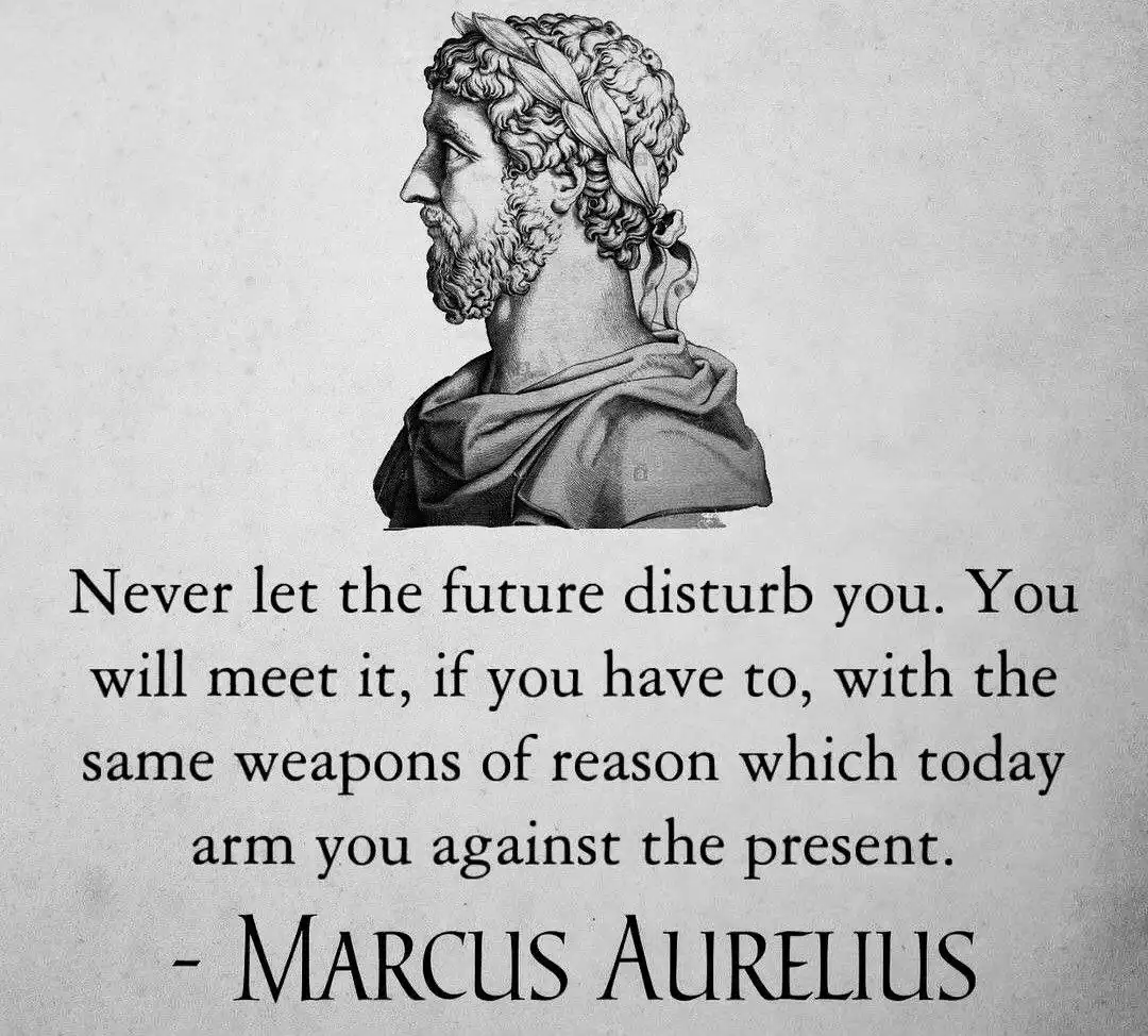 Quote by Marcus Aurelius about not letting the future disturb you.
