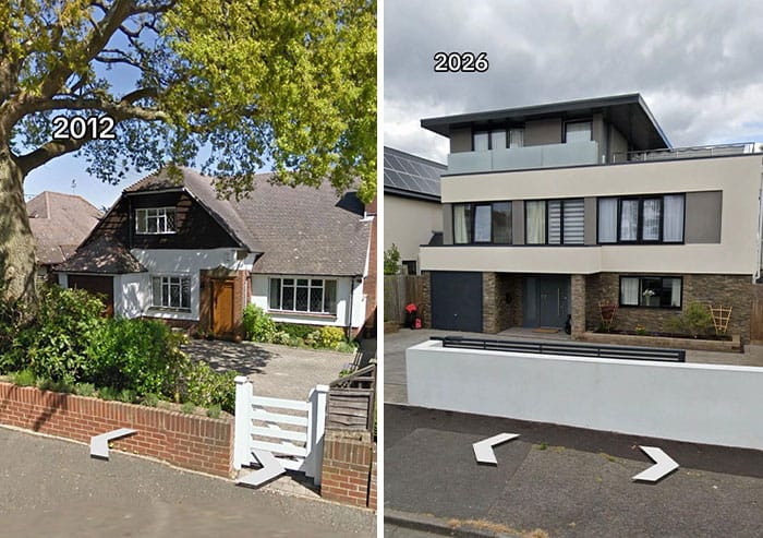 Comparison of a house before 2012 and after 2026 renovation.