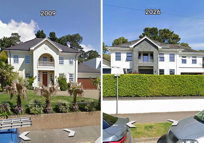 Comparison of two houses showing renovation differences from 2009 to 2026.