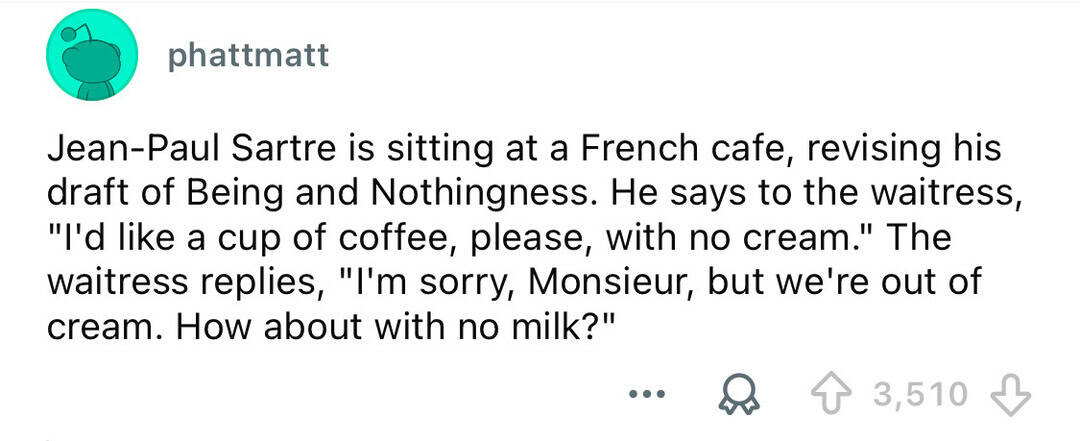 Jean-Paul Sartre at a French cafe, revising his draft about Being and Nothingness.