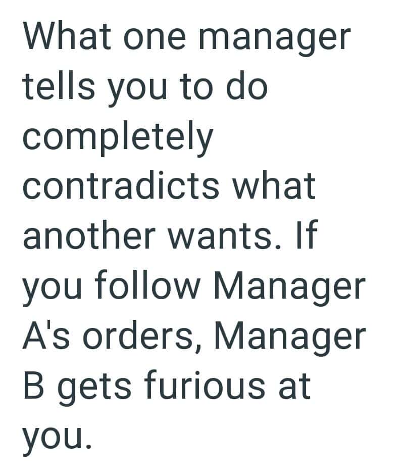 Quote about managers contradicting their instructions and causing frustration.