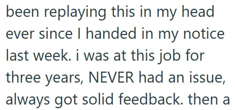 Text from a document discussing job issues and feedback.