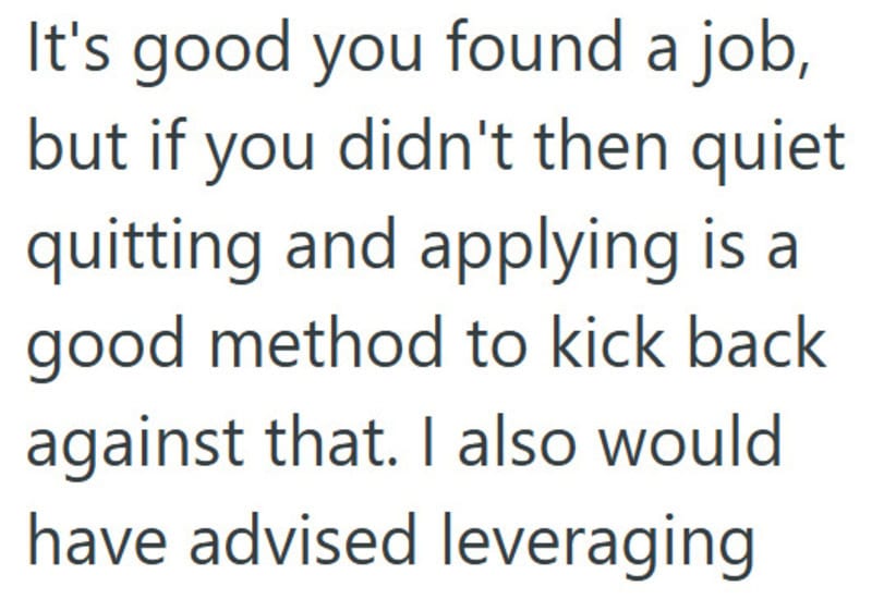 Text about quitting a job and applying as a good method to kick back.