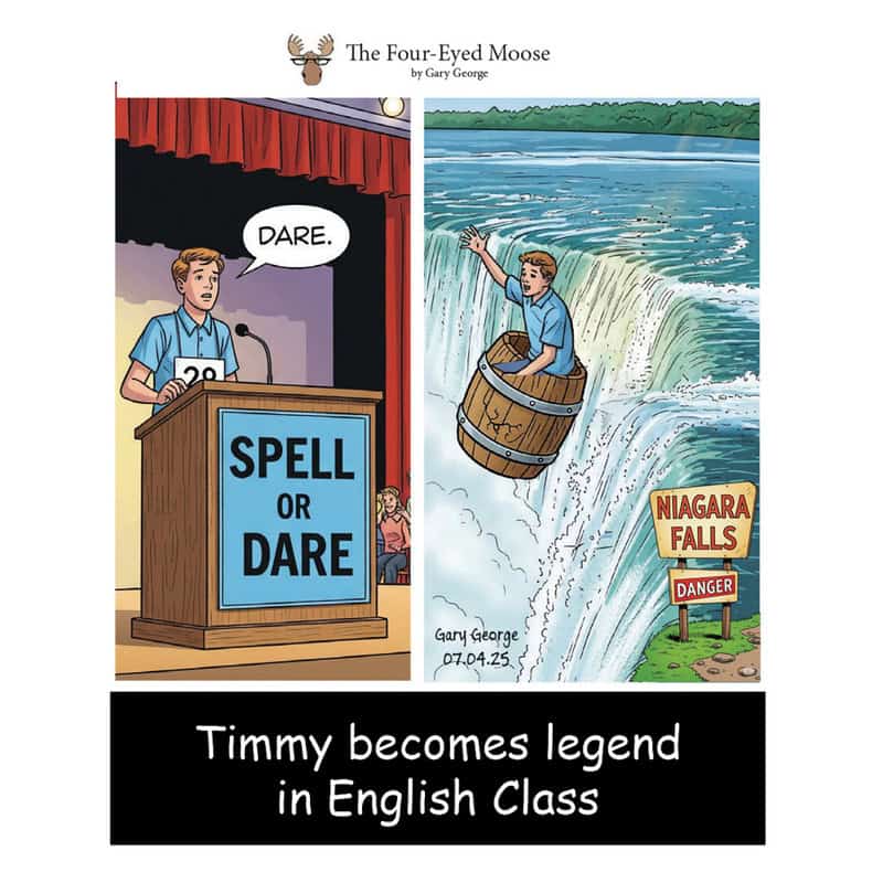 Timmy at a spelling bee says 'Dare' and then becomes a legend in English class.