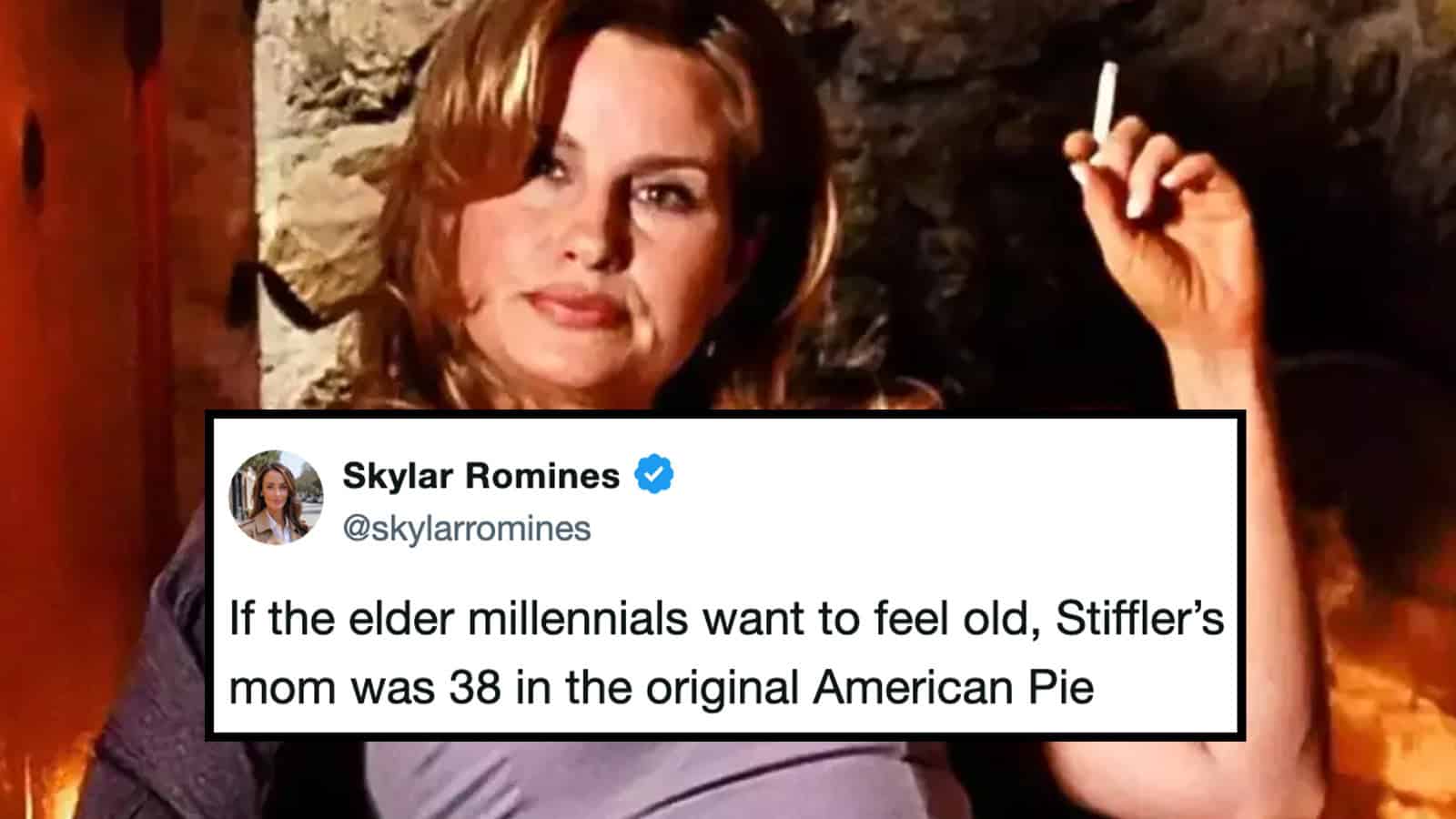 Skylar Rominies tweet about elder millennials and Stiffler's mom from American Pie.
