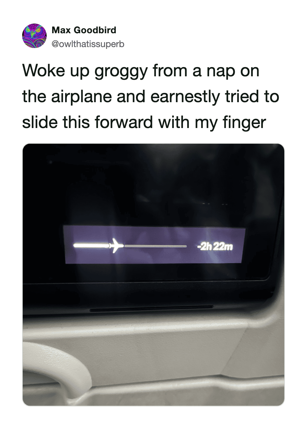 Person's finger trying to slide the airplane mode on an airplane screen.