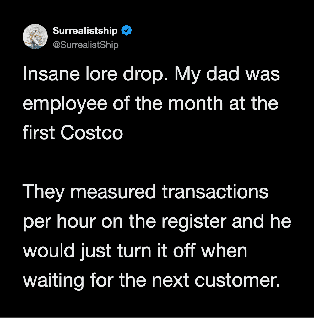 Twitter post about a dad working at Costco and turning off the register.