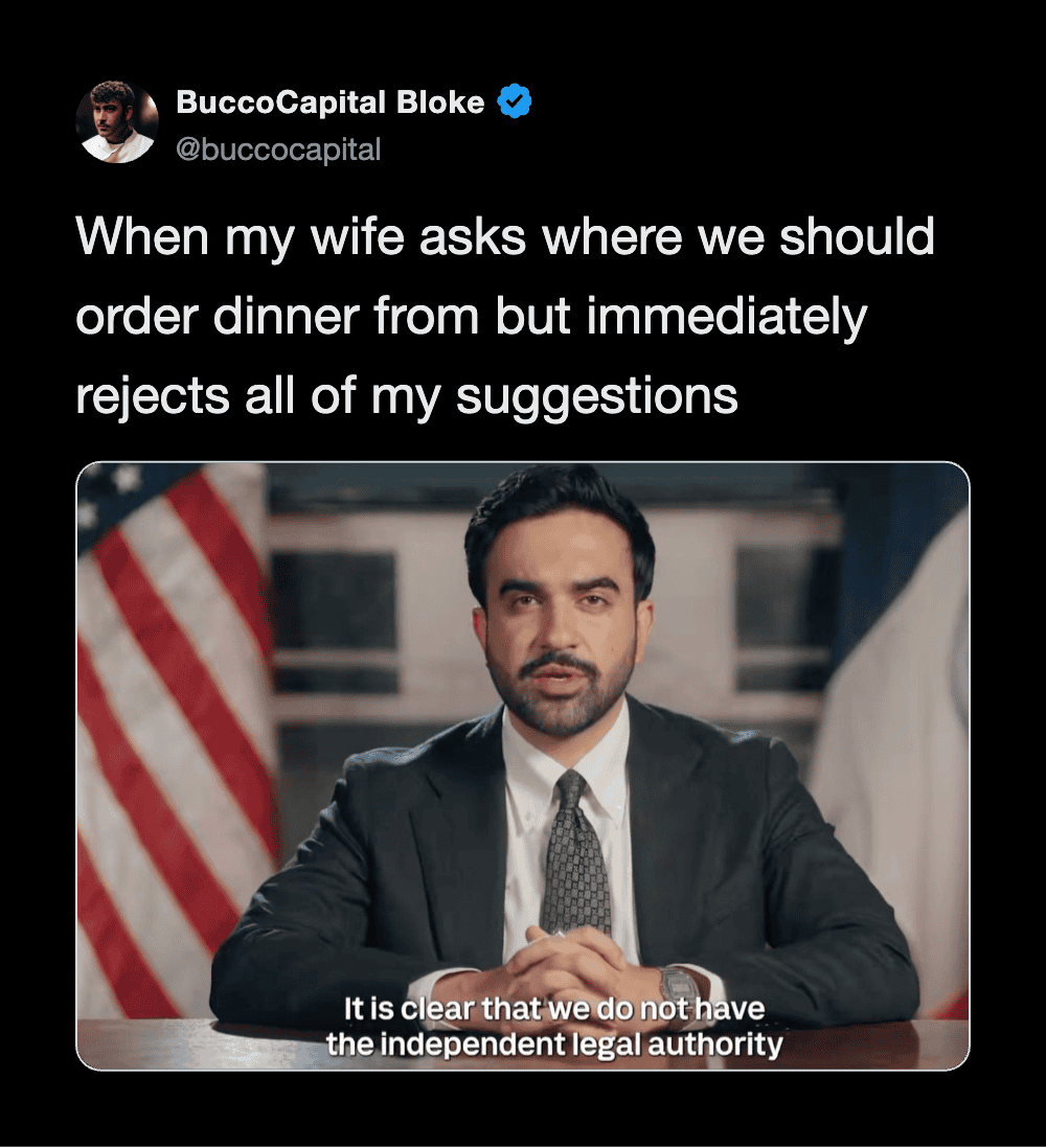 When my wife asks where we should order dinner from but immediately rejects all of my suggestions.