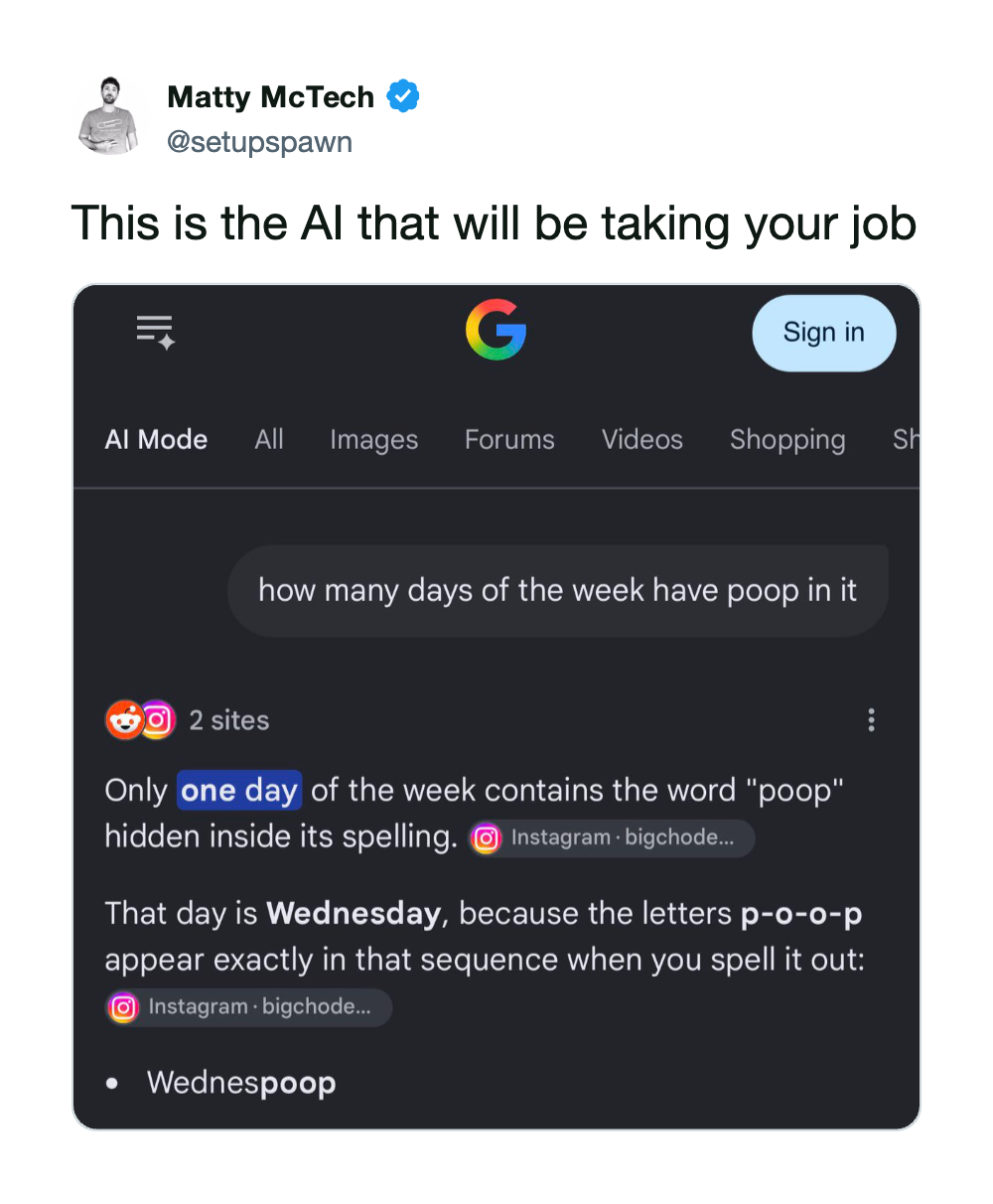Screenshot of a Google search about poop days, showing 'Wednesday' as the day with 'poop' in it.