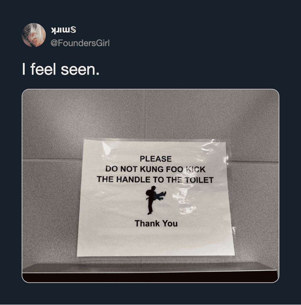 Please do not kung fu kick the handle to the toilet.
