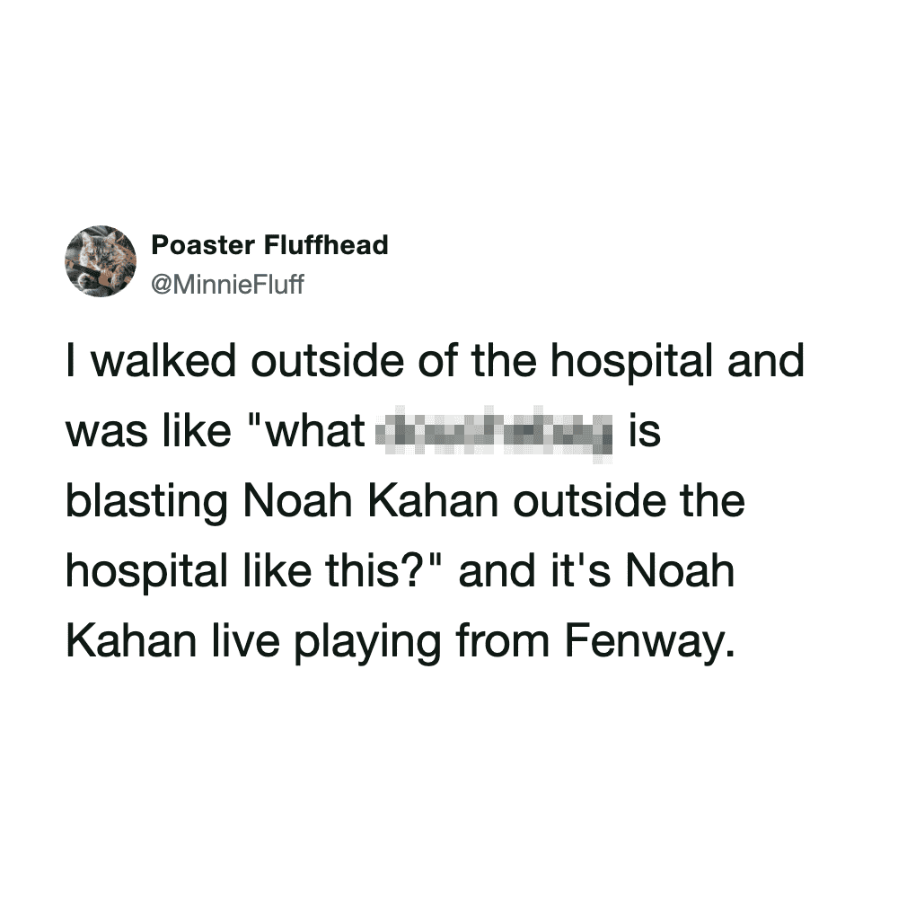 Twitter post about Noah Kahan playing outside a hospital.