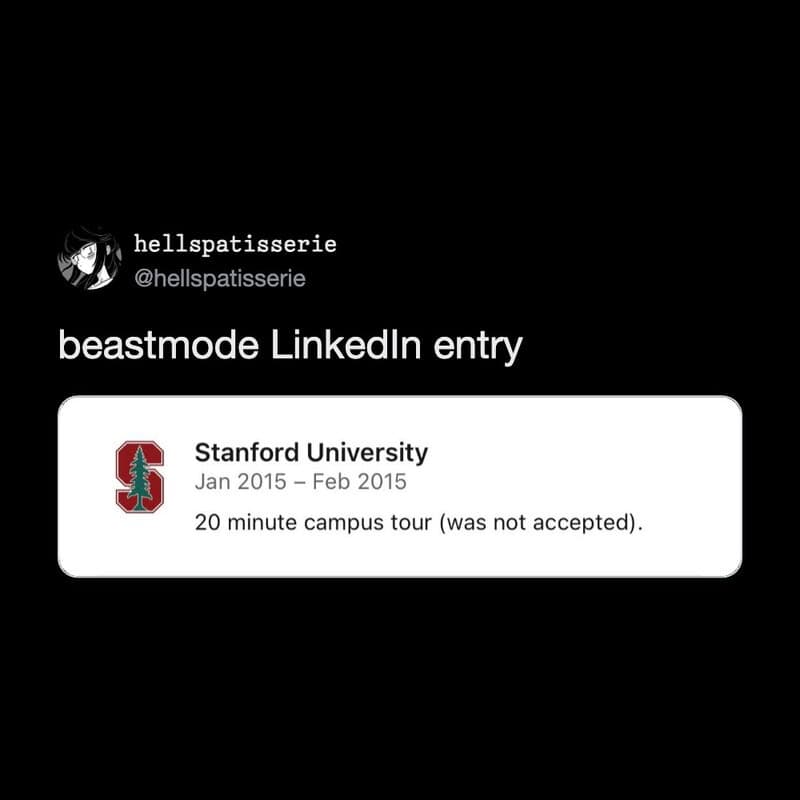 Beastmode LinkedIn entry for Stanford University campus tour Jan-Feb 2015.