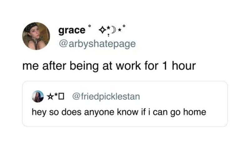 Person with long hair and glasses, looking tired after one hour at work.