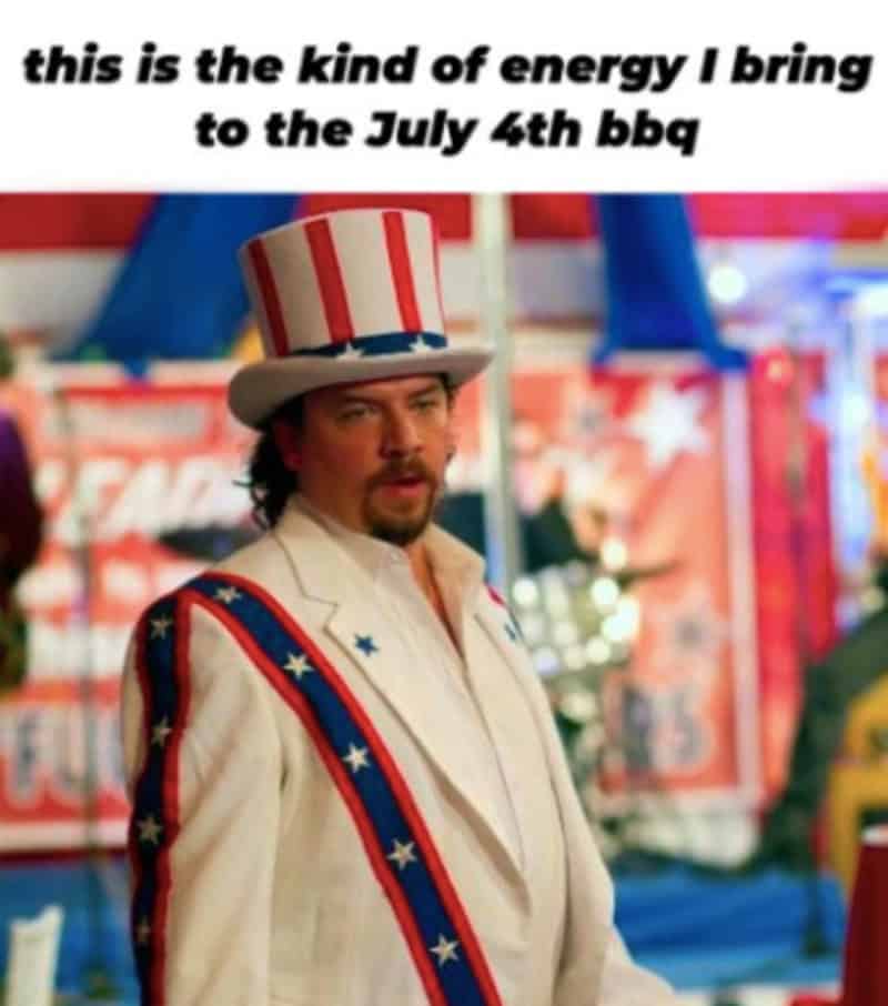 Man in Uncle Sam costume with top hat at July 4th celebration.