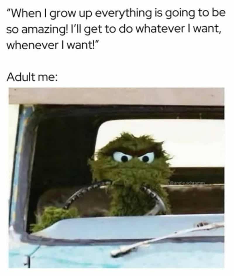 A puppet with angry eyes driving a car.